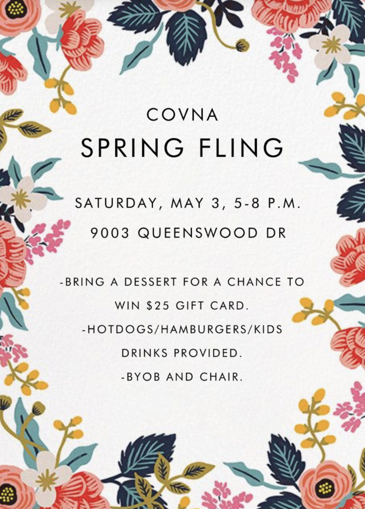 2025 COVNA SPRING FLING FLYER